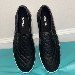 Soda black slip ons size 9